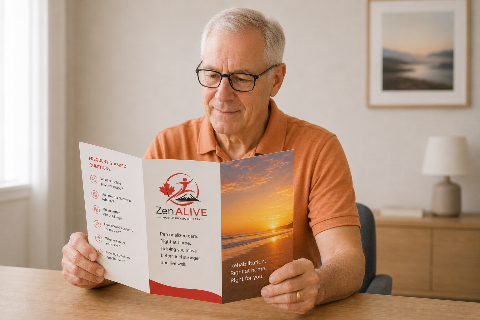 A patient reading ZenALIVE frequently asked questions at home